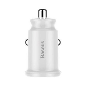 Chargeur de voiture Baseus Grain 2x USB 5V 3.1A - Blanc