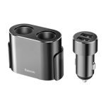 Doubleur de prise allume-cigare Baseus avec 2 ports USB 3,1A 100W - Noir