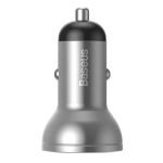 Chargeur de voiture Baseus avec affichage, 2x USB, 4,8A, 24W - Argenté