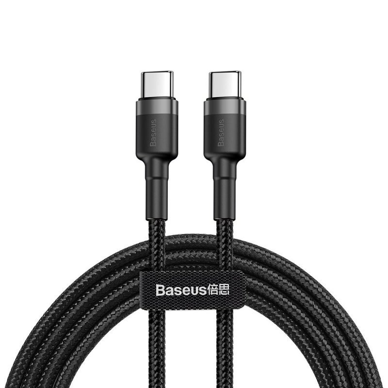 Câble de charge rapide USB Type-C Baseus Cafule PD2.0 60W 2m - Gris et Noir