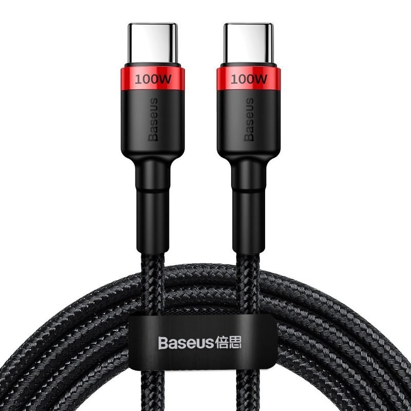 Câble de charge rapide USB Type-C Baseus Cafule PD2.0 100W (20V 5A) 2m - Rouge et Noir