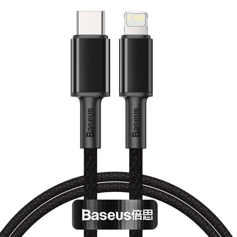 Câble tressé haute densité Baseus Type-C vers Lightning, PD, 20W, 1m - Noir
