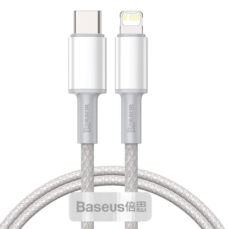 Câble Type-C vers Lightning Haute Densité - Baseus, PD 20W, 1m - Blanc