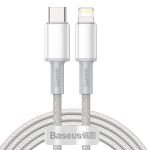 Câble USB-C vers Lightning Baseus Haute Densité Tressé, 20W, PD, 2m - Blanc