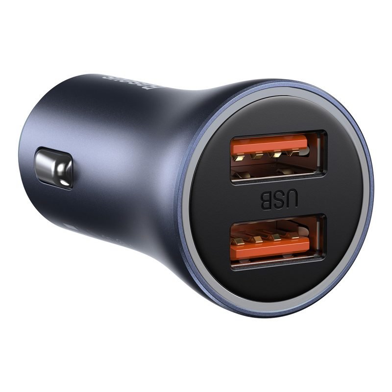 Chargeur de voiture Baseus Golden Contactor Pro, 2x USB, 40W - Gris