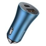 Chargeur voiture Baseus Golden Contactor Pro, USB + USB-C, QC4.0+, PD, SCP, 40W - Bleu