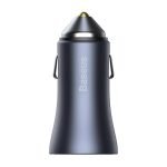 Chargeur voiture Baseus Golden Contactor Pro, USB + USB-C, QC4.0+, PD, SCP, 40W (Gris) + câble USB-C 1m (Noir)