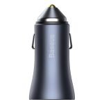 Chargeur voiture Baseus Golden Contactor Pro, USB + USB-C, 40W - Gris + câble USB-C vers iP 1m - Noir