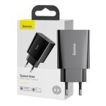Chargeur rapide USB-C Baseus Speed Mini, PD, 3A, 20W - Noir