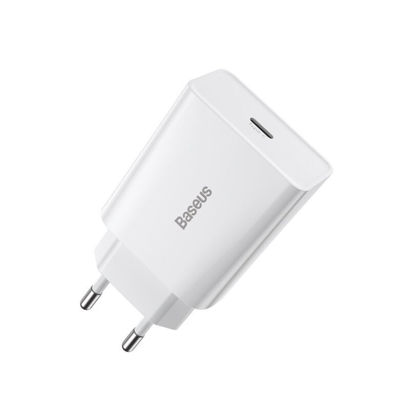 Chargeur rapide Baseus Speed Mini, USB-C, PD 3A, 20W - Blanc