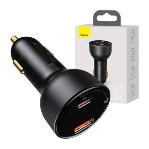 Chargeur de voiture Baseus Superme USB, USB-C, 100W - Noir