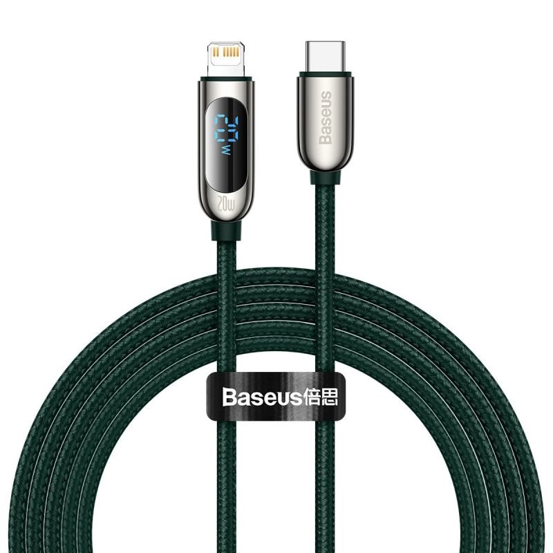 Câble USB-C vers Lightning Baseus Display, PD, 20W, 2m - Vert