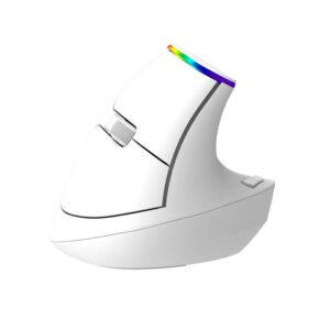Souris verticale sans fil - Delux M618C 2.4G 1600DPI RGB - Blanc