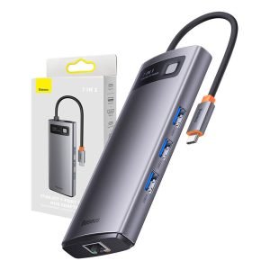 Hub 7-en-1 Baseus Metal Gleam Series - USB-C vers 3x USB 3.0 + 2x HDMI + USB-C PD + RJ45