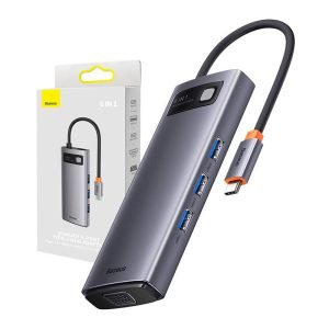 Hub USB-C 6-en-1 Baseus Metal Gleam Series - 3x USB 3.0, HDMI, USB-C PD, VGA