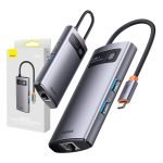 Hub 4-en-1 Baseus Metal Gleam Series, USB-C vers 3x USB 3.0 + Ethernet RJ45