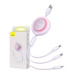 Câble 3-en-1 USB Baseus Bright Mirror 2 pour micro USB / USB-C / Lightning 1.1m - Violet