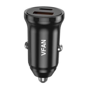 Chargeur de voiture Vipfan C03 - USB + USB-C - 20W - PD + QC 3.0 - Noir