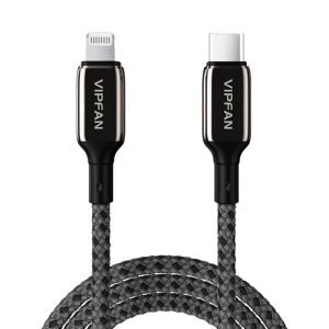 Câble USB-C vers Lightning Vipfan P03 1,5m avec Power Delivery - Noir
