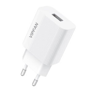 Chargeur mural Vipfan E01, 1x USB, 2.4A - Blanc
