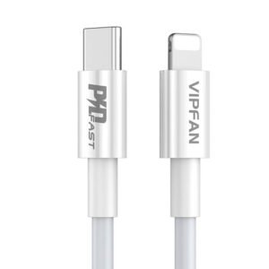 Câble USB-C vers Lightning Vipfan P01, 3A, PD, 1m - Blanc