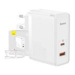 Chargeur mural Baseus GaN5 Pro USB-C + USB, 100W + câble 1m - Blanc