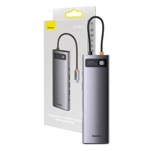 Hub USB-C 12-en-1 Baseus Metal Gleam Series - Gris