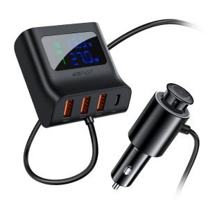 Chargeur voiture Acefast B8, 3x USB + USB-C, 90W - Noir