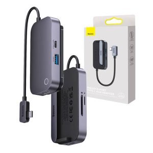 Hub 6-en-1 Baseus PadJoy - USB-C vers USB 3.0, HDMI, USB-C PD, Jack 3.5mm, SD/TF - Gris