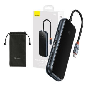 Hub 7-en-1 Baseus AcmeJoy Series USB-C vers 2xUSB 3.0 + HDMI + USB 2.0 + USB-C PD + SD/TF - Gris Foncé