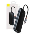 Hub 5-en-1 Baseus AcmeJoy série USB-C vers 2xUSB 3.0 + USB 2.0 + USB-C PD + RJ45 - Gris foncé