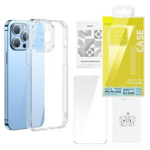 Ensemble Coque en verre transparent SuperCeramic et Verre trempé pour iPhone 14 Pro - Baseus