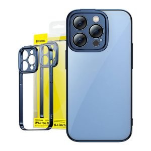 Ensemble coque transparente et verre trempé - Baseus Glitter - iPhone 14 Pro Max - Bleu