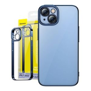 Ensemble coque transparente Baseus Glitter et verre trempé pour iPhone 14 Plus - Bleu