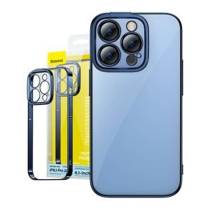 Étui Transparent et Verre Trempé Baseus Glitter pour iPhone 14 Pro - Bleu