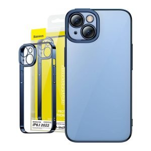Ensemble Coque Transparente Glitter et Verre Trempé Baseus pour iPhone 14 - Bleu