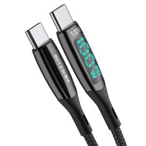 Câble USB-C à USB-C avec affichage - BlitzWolf BW-TC23 - 100W, 0.9m (Noir)