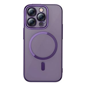 Coque magnétique pailletée Baseus pour iPhone 14 Pro - Violette + verre trempé + kit de nettoyage
