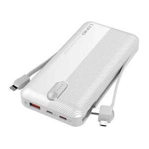 Batterie externe LDNIO PL1013, 10000mAh + Câble 3 en 1 - Blanc