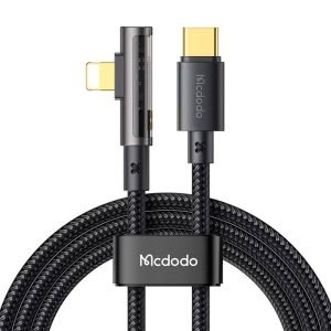 Câble USB-C vers Lightning 90 degrés Mcdodo CA-3391, 1.8m - Noir