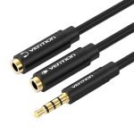 Câble Audio 3.5mm Mâle vers 2x 3.5mm Femelle Vention BBVBY 0.3m - Noir