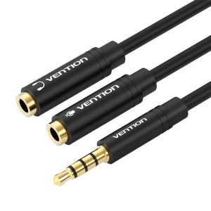Câble Audio 3.5mm Mâle vers 2x 3.5mm Femelle Vention BBVBY 0.3m - Noir
