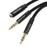 Câble audio mini jack femelle vers 2 mini jack mâle Vention BBLBAB 0.6m - Noir