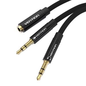 Câble audio mini jack femelle vers 2 mini jack mâle Vention BBLBAB 0.6m - Noir