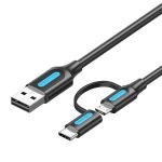 Câble 2 en 1 USB 2.0 vers USB-C/Micro USB Vention CQDBF 1m - Noir