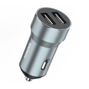 Chargeur de voiture en métal double USB Foneng C08 2.4A - Argenté