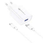 Chargeur mural Foneng EU13 avec câble USB vers USB-C, 3A - Blanc