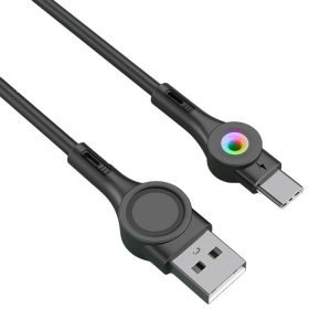 Câble USB vers USB-C Foneng X59 avec LED, 3A, 1m - Noir