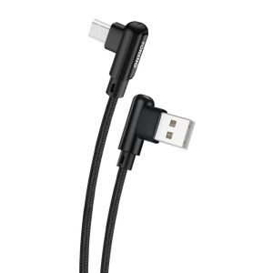 Câble USB coudé vers Micro USB Foneng X70, 3A, 1m - Noir