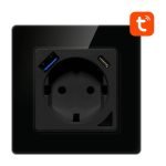 Prise murale intelligente WiFi Avatto N-WOT10-USB-B TUYA USB et USB-C - Noir